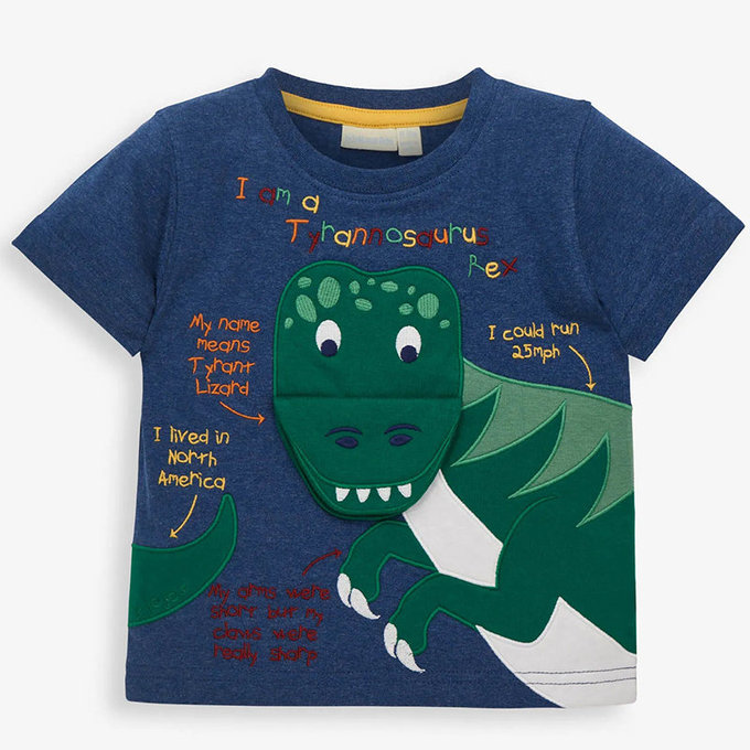 英國 JoJo Maman BeBe 超優質嬰幼兒/兒童100％純棉短袖上衣/T-shirt/動物T_霸王龍(JJH2925)