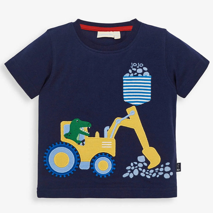 英國 JoJo Maman BeBe 超優質嬰幼兒/兒童100％純棉短袖上衣/T-shirt/動物T_建築暴龍(JJH3030)