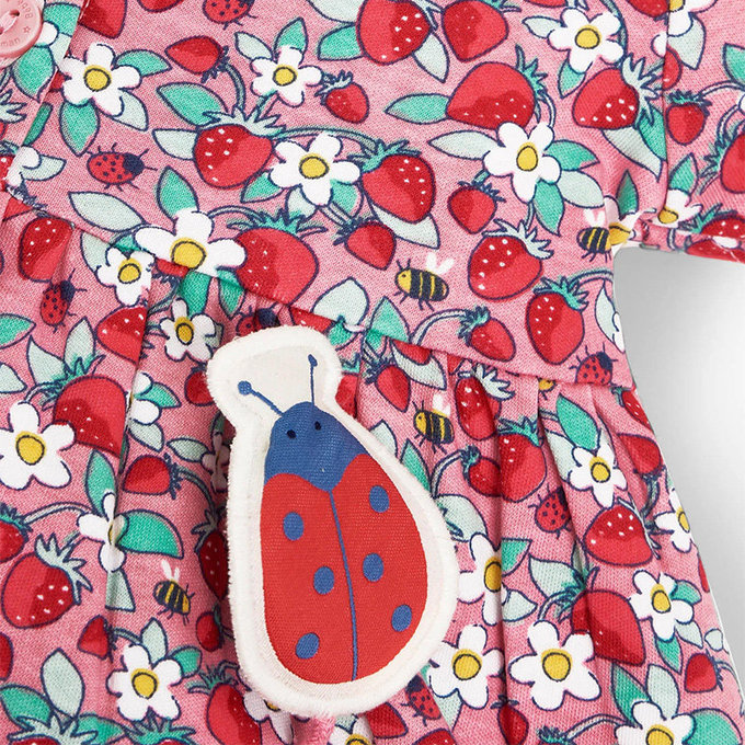 英國 JoJo Maman BeBe 超優質嬰幼兒/兒童100％純棉短袖洋裝_草莓花園(JJH2699)