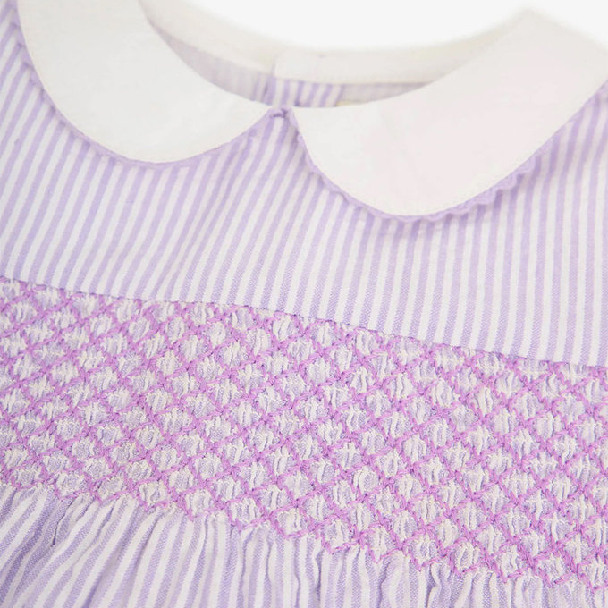 英國 JoJo Maman BeBe 超優質嬰幼兒/兒童100％純棉短袖洋裝_淺紫兔兔(JJH3074)