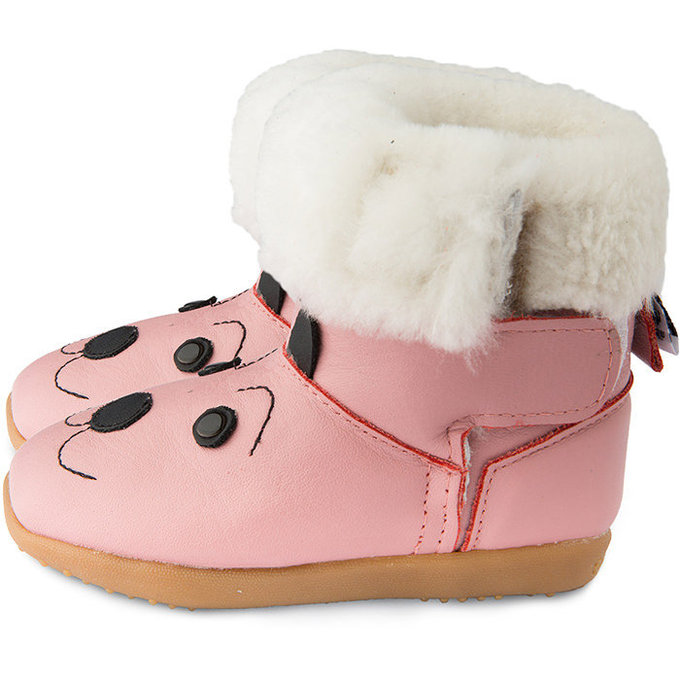 英國 shooshoos 健康無毒真皮手工童鞋/靴子_ 粉紅毛狗狗_102753