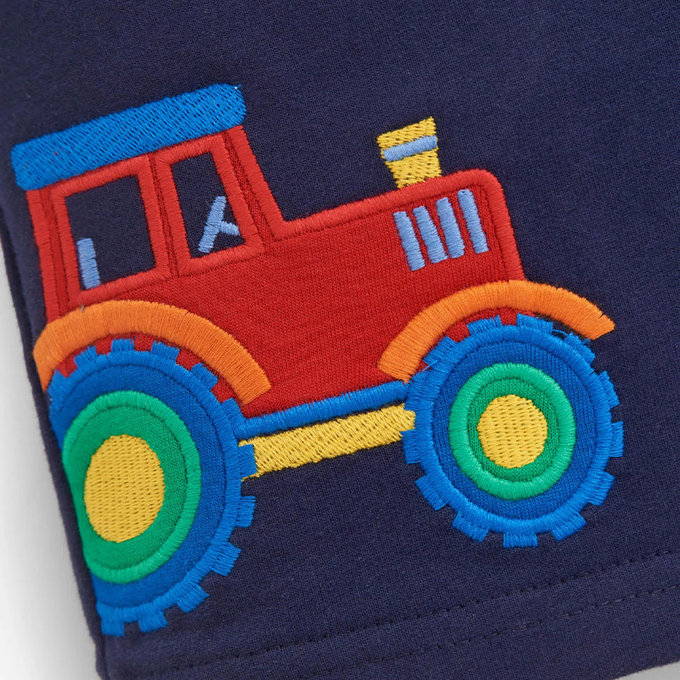 英國 JoJo Maman BeBe 超優質嬰幼兒/兒童100% 純棉綁繩短褲_拖拉車(JJH3028)