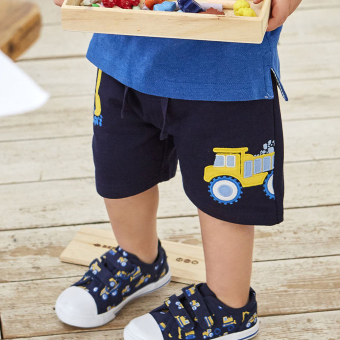 英國 JoJo Maman BeBe 超優質嬰幼兒/兒童100% 純棉綁繩短褲_工程車(JJH1520)