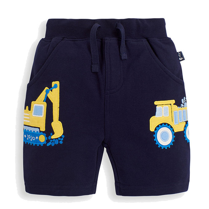 英國 JoJo Maman BeBe 超優質嬰幼兒/兒童100% 純棉綁繩短褲_工程車(JJH1520)