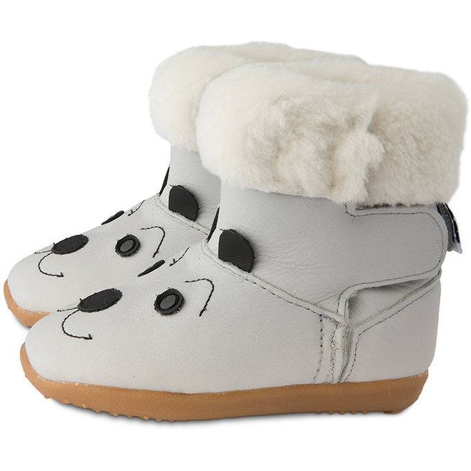 英國 shooshoos 健康無毒真皮手工童鞋/靴子_ 灰毛狗狗_102754