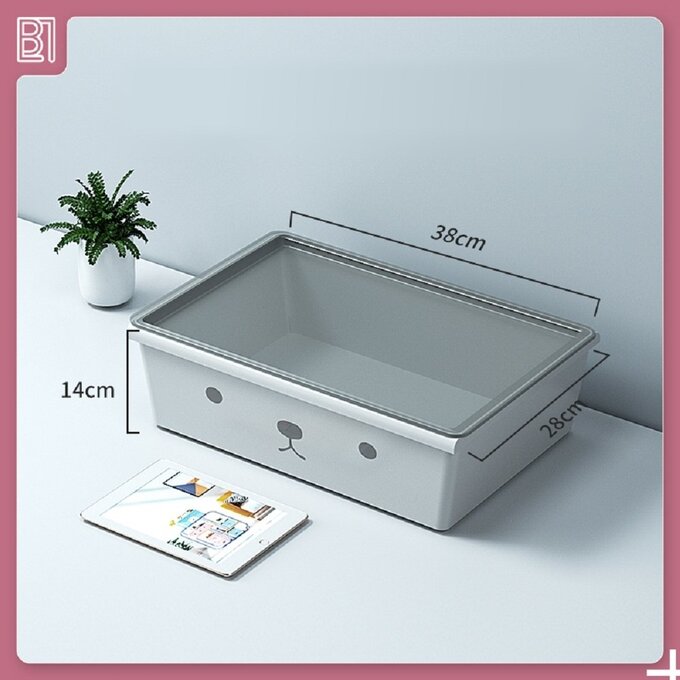 創意質感多功能收納箱-中款(38*28*14cm)-灰色