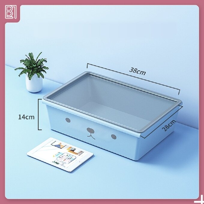 創意質感多功能收納箱-中款(38*28*14cm)-藍色