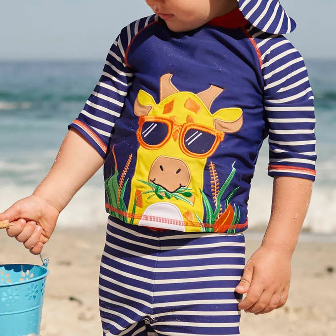 英國 JoJo Maman BeBe 嬰幼兒/兒童兩件式防曬泳裝_酷!長頸鹿(JJH2452)