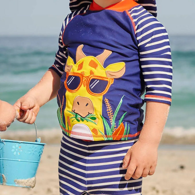 英國 JoJo Maman BeBe 嬰幼兒/兒童兩件式防曬泳裝_酷!長頸鹿(JJH2452)