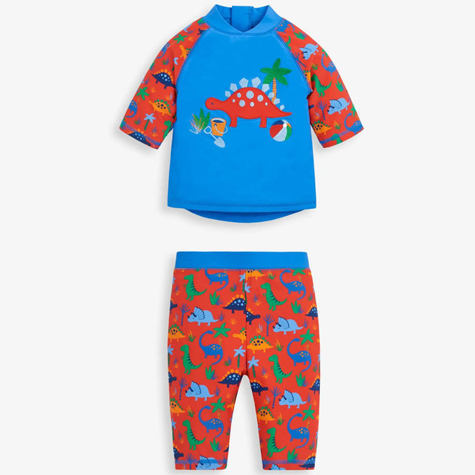 英國 JoJo Maman BeBe 嬰幼兒/兒童兩件式防曬泳裝_恐龍世界(JJH3157)