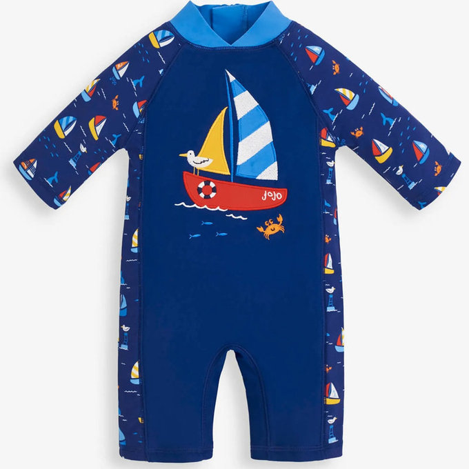 英國 JoJo Maman BeBe 嬰幼兒/兒童連身式防曬泳裝_海中風帆(JJH3038)