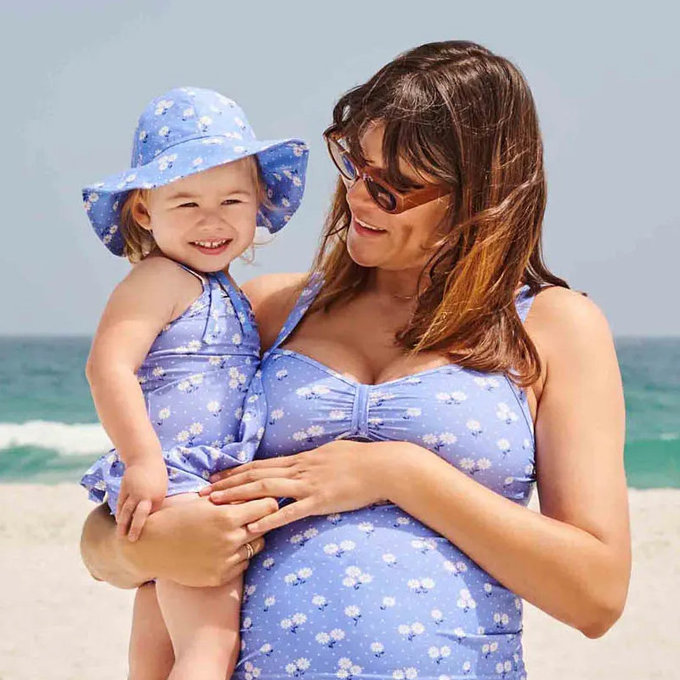 英國 JoJo Maman BeBe 嬰幼兒/兒童連身泳裝(內有尿布褲)_藍色雛菊_JJH2980