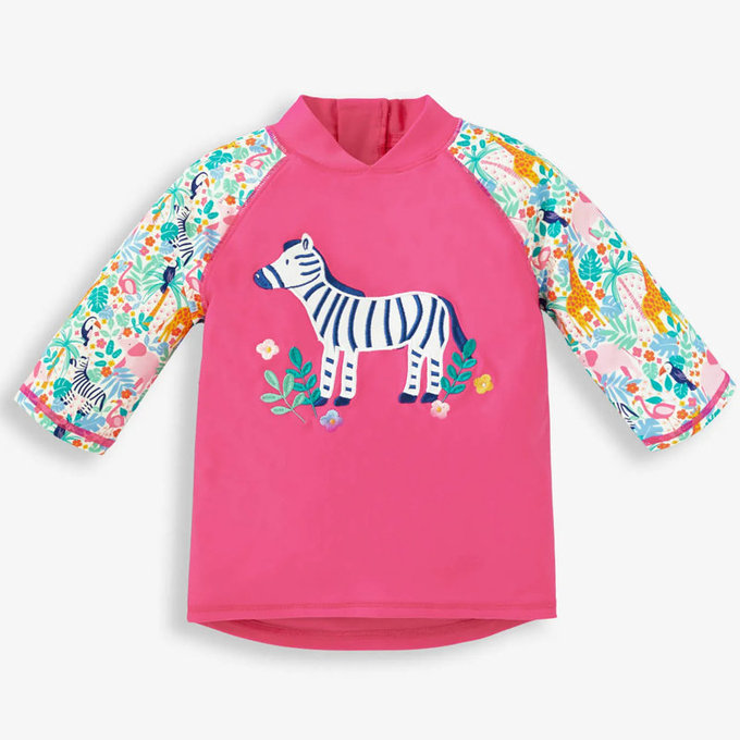 英國 JoJo Maman BeBe 嬰幼兒/兒童兩件式防曬泳裝_花園斑馬_JJH1331