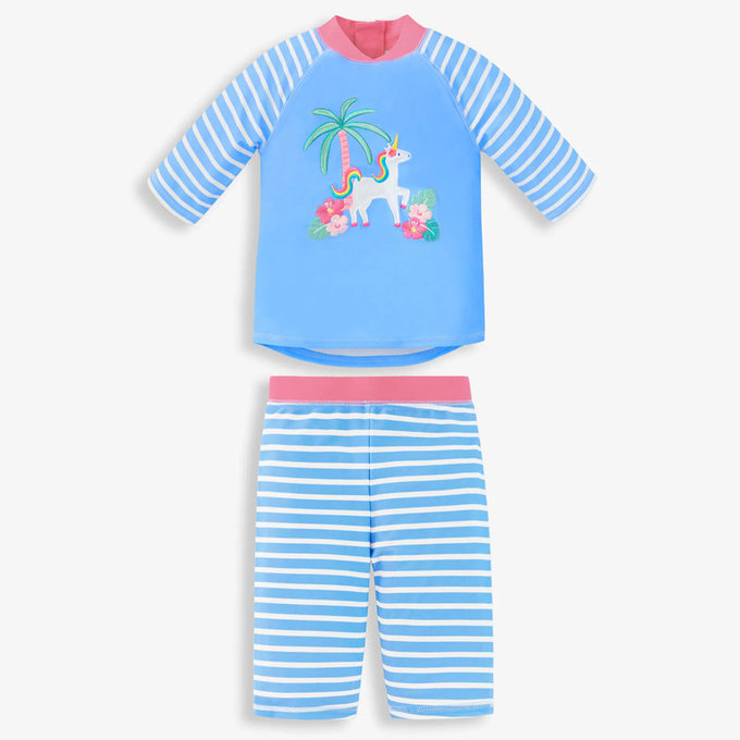 英國 JoJo Maman BeBe 嬰幼兒/兒童兩件式防曬泳裝_夢幻獨角獸(JJH2456)