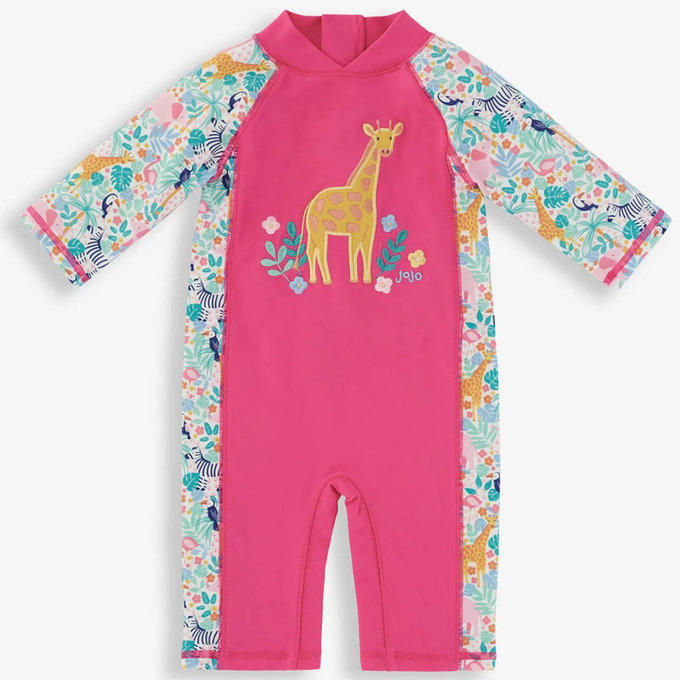 英國 JoJo Maman BeBe 嬰幼兒/兒童連身式防曬泳裝_甜美長頸鹿(JJH1330)