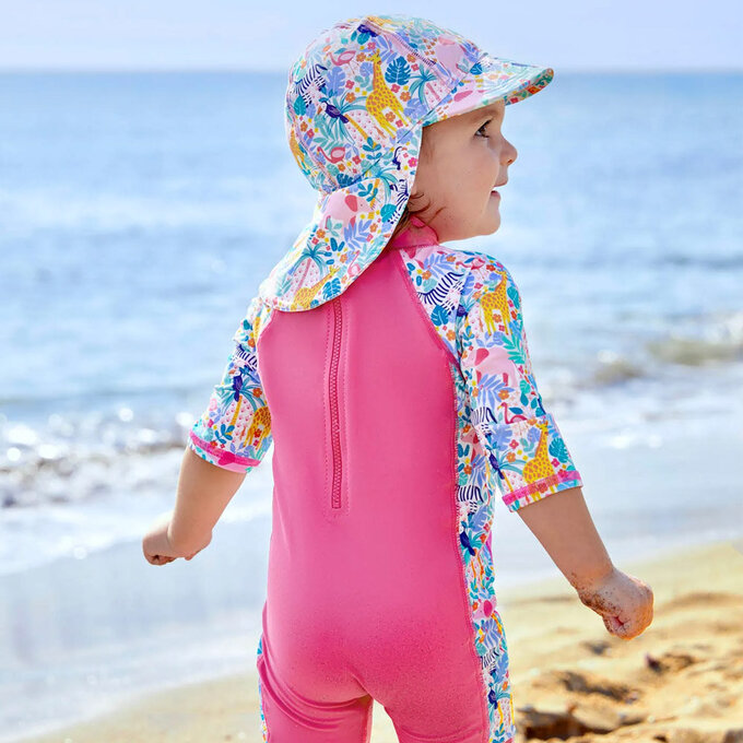 英國 JoJo Maman BeBe 嬰幼兒/兒童連身式防曬泳裝_甜美長頸鹿(JJH1330)