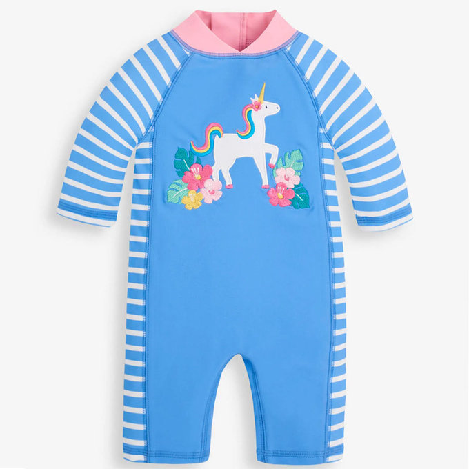 英國 JoJo Maman BeBe 嬰幼兒/兒童連身式防曬泳裝_夢幻獨角獸(JJH2455)