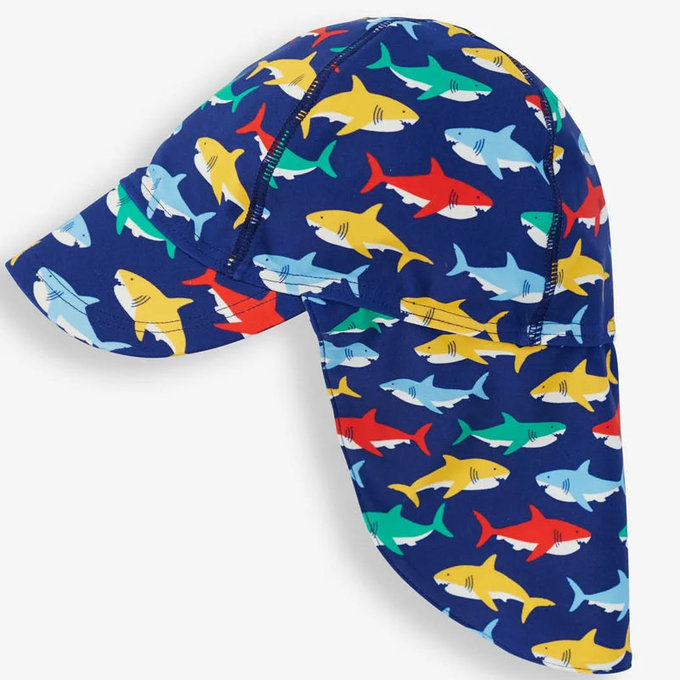 英國 JoJo Maman BeBe 嬰幼兒/兒童泳裝戲水UPF50+防曬護頸遮陽帽_海中霸王(JJH1311)