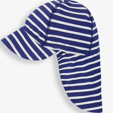 英國 JoJo Maman BeBe 嬰幼兒/兒童泳裝戲水UPF50+防曬護頸遮陽帽_藍白條紋(JJH2453)-