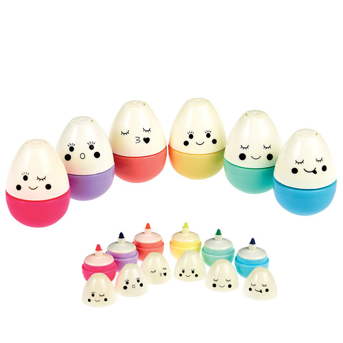 英國 Rex London 有趣表情雞蛋彩色筆6色_RL27486