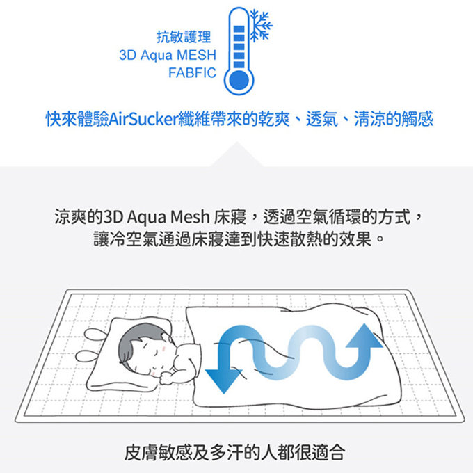 [正韓Hello HiZoo] 3D Aqua Mesh透氣涼感嬰幼兒抗菌防蟎睡墊/涼感止滑睡墊/兒童睡墊(嬰幼兒款)-HH002