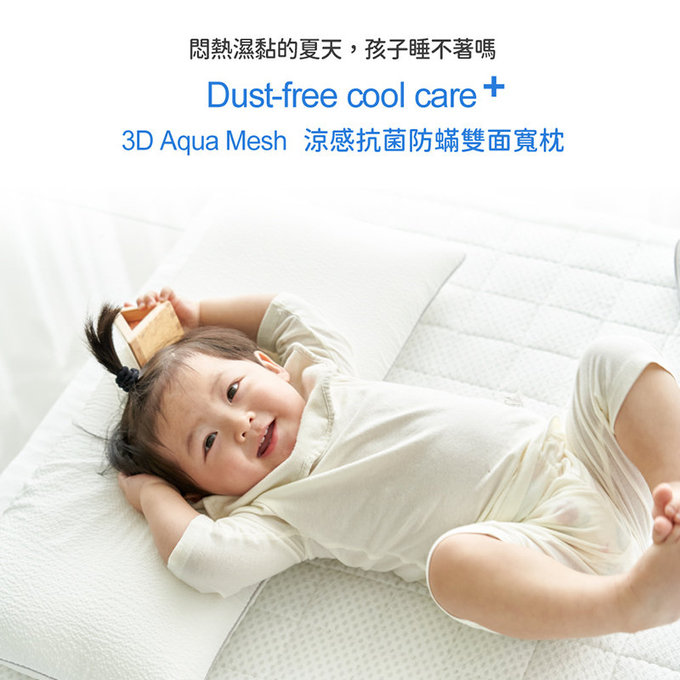 [正韓Hello HiZoo] 3D Aqua Mesh涼感加寬抗菌防蟎雙面枕/涼感枕/護脊/護頸枕-HH006