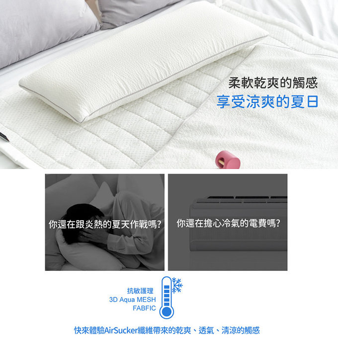 [正韓Hello HiZoo] 3D Aqua Mesh涼感加寬抗菌防蟎雙面枕/涼感枕/護脊/護頸枕-HH006