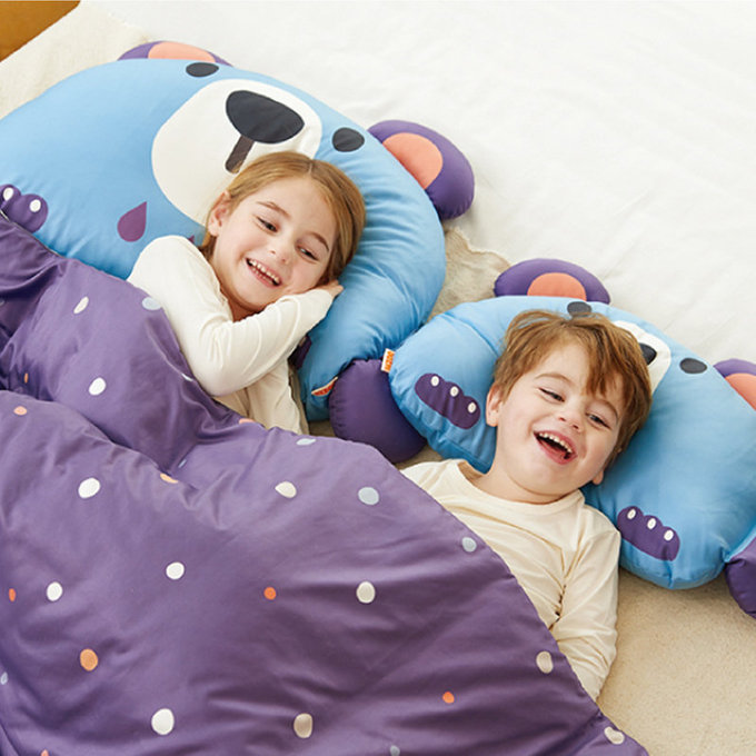 [正韓Hello HiZoo] 純手工製動物夥伴防蟎抗菌兒童枕/透氣枕/護脊/護頸枕(大款)守護熊-HH015