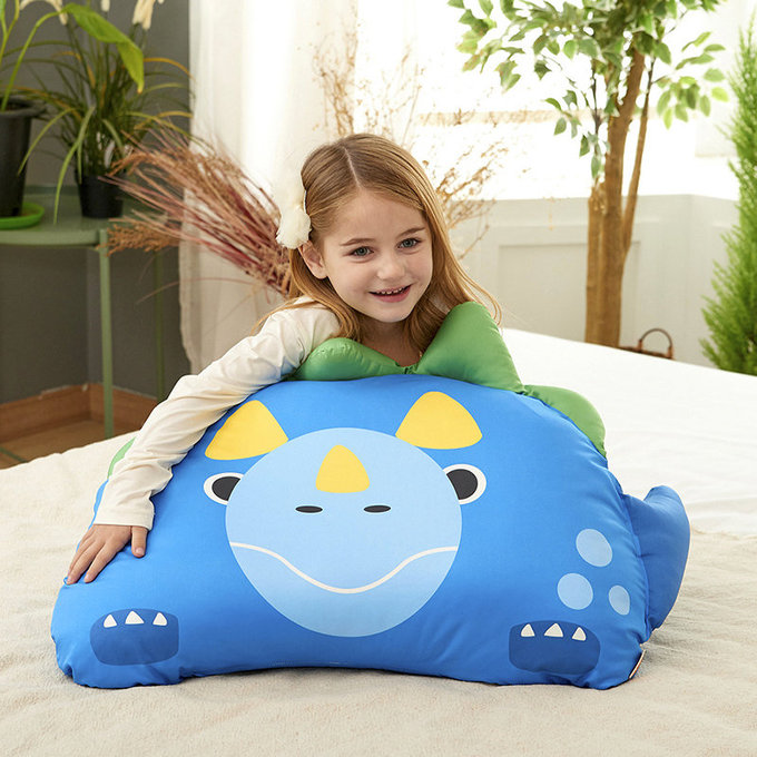 [正韓Hello HiZoo] 純手工製動物夥伴防蟎抗菌兒童枕/透氣枕/護脊/護頸枕(大款)害羞龍-HH018