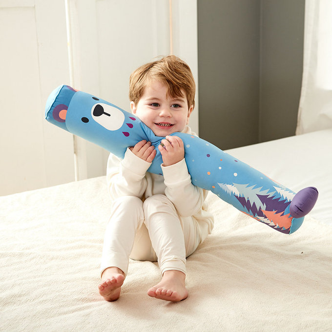 [正韓Hello HiZoo] 純手工製多功能防蟎抗菌兒童長條抱枕/靠枕/睡眠輔助枕/側睡抱枕(小款)守護熊-HH021