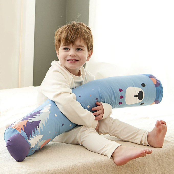 [正韓Hello HiZoo] 純手工製多功能防蟎抗菌兒童長條抱枕/靠枕/睡眠輔助枕/側睡抱枕(大款)守護熊-HH025