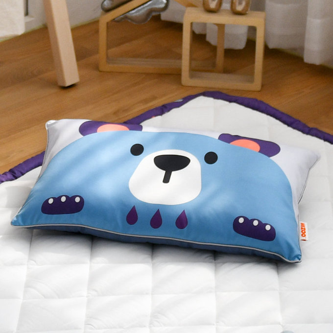 [正韓Hello HiZoo] 純手工製可愛動物防蟎抗菌兒童枕/護脊/護頸枕/透氣枕-守護熊-HH029