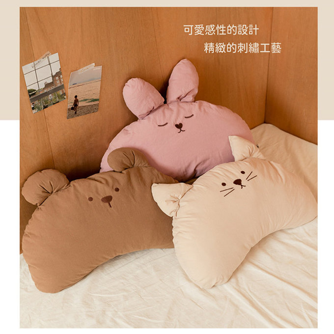 [正韓Hello HiZoo] 純手工製動物造型純棉柔感兒童枕/防蟎枕/透氣枕/健康枕-Hi Bunny 兔兔-HH031