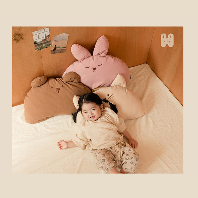 [正韓Hello HiZoo] 純手工製動物造型純棉柔感兒童枕/防蟎枕/透氣枕/健康枕-Hi Bear 熊熊-HH032