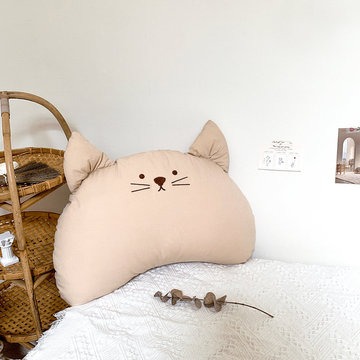 [正韓Hello HiZoo] 純手工製動物造型純棉柔感兒童枕/防蟎枕/透氣枕/健康枕-Hi Cat 貓貓-HH033(結團後出貨)-