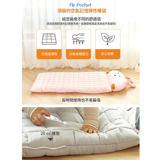 [正韓Hello HiZoo] 純手工製莫代爾防蟎抗菌動物兒童睡袋(枕頭+睡墊+被子+收納袋)-天王鯊-HH037