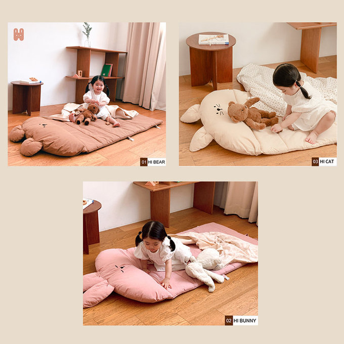 [正韓Hello HiZoo] 純手工製純棉柔感便攜式動物兒童睡袋(枕頭+睡墊+被子)-Hi Bunny 兔兔-HH038