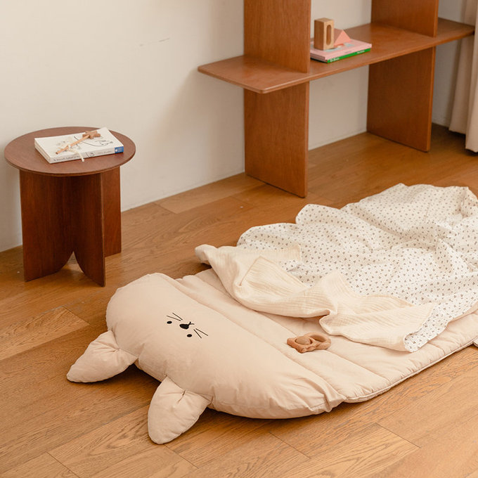 [正韓Hello HiZoo] 純手工製純棉柔感便攜式動物兒童睡袋(枕頭+睡墊+被子)-Hi Cat 貓貓-HH040