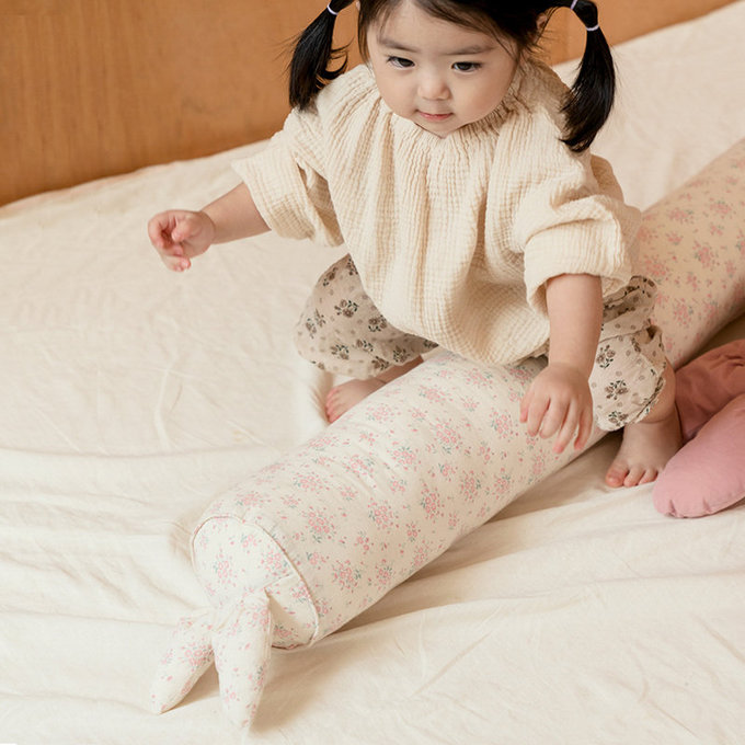 [正韓Hello HiZoo] 純手工製純棉柔感兒童長條抱枕/靠枕/睡眠輔助枕/側睡抱枕-Hi Bunny 兔耳-HH041