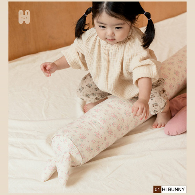 [正韓Hello HiZoo] 純手工製純棉柔感兒童長條抱枕/靠枕/睡眠輔助枕/側睡抱枕-Hi Bunny 兔耳-HH041