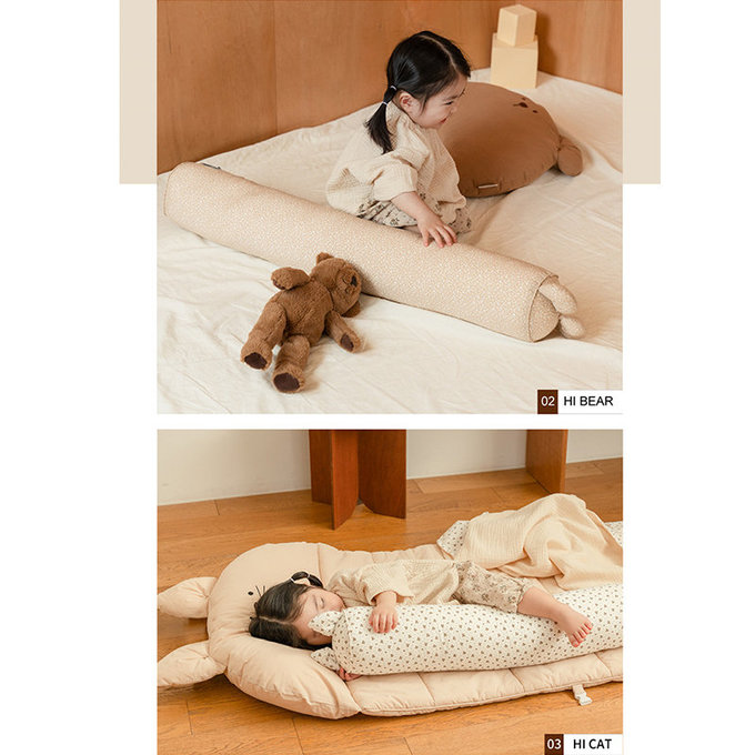 [正韓Hello HiZoo] 純手工製純棉柔感兒童長條抱枕/靠枕/睡眠輔助枕/側睡抱枕-Hi Bunny 兔耳-HH041