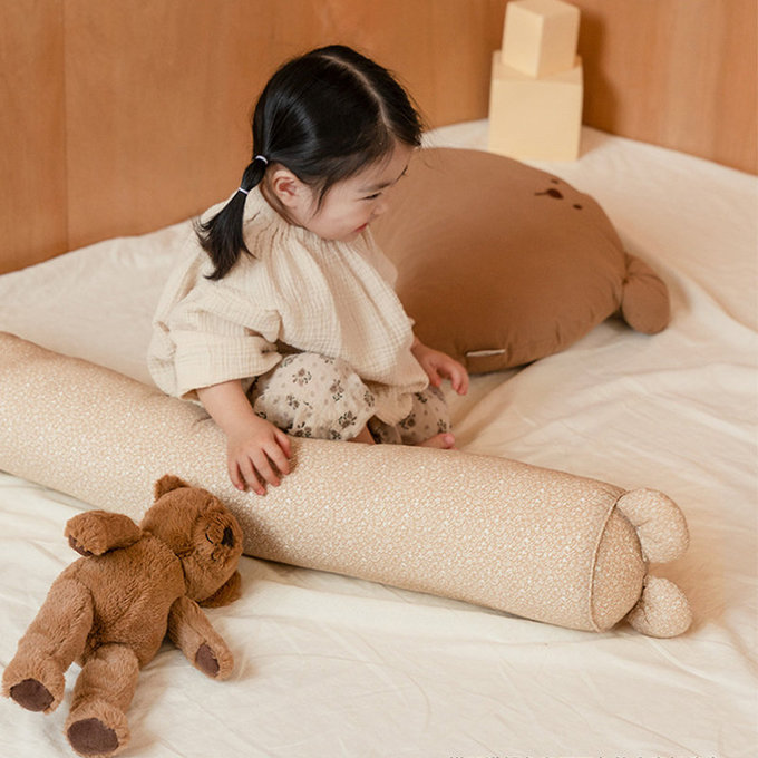 [正韓Hello HiZoo] 純手工製純棉柔感兒童長條抱枕/靠枕/睡眠輔助枕/側睡抱枕-Hi Bear 熊耳-HH042