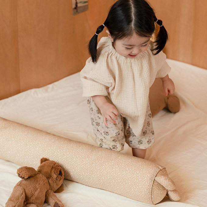 [正韓Hello HiZoo] 純手工製純棉柔感兒童長條抱枕/靠枕/睡眠輔助枕/側睡抱枕-Hi Bear 熊耳-HH042