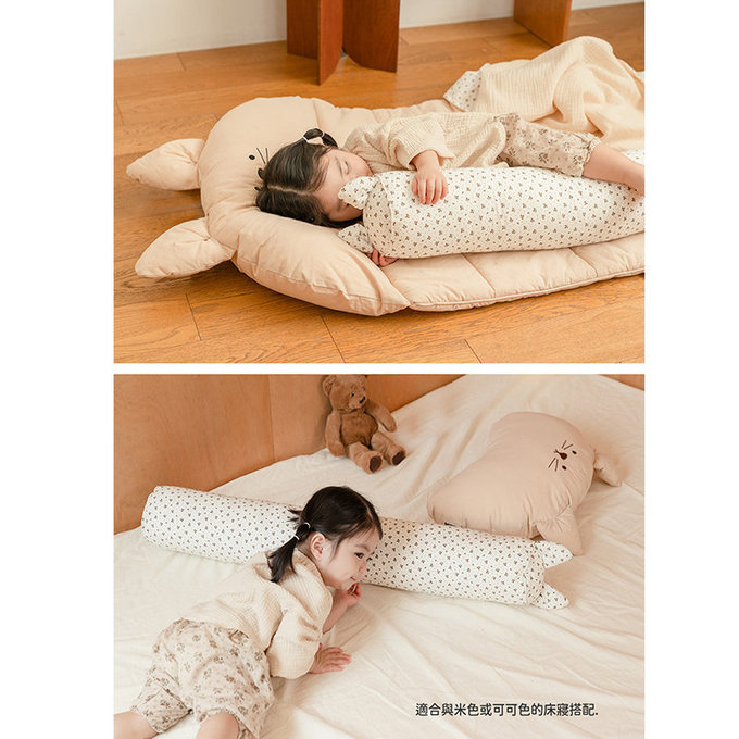 [正韓Hello HiZoo] 純手工製純棉柔感兒童長條抱枕/靠枕/睡眠輔助枕/側睡抱枕-Hi Cat 貓耳-HH043