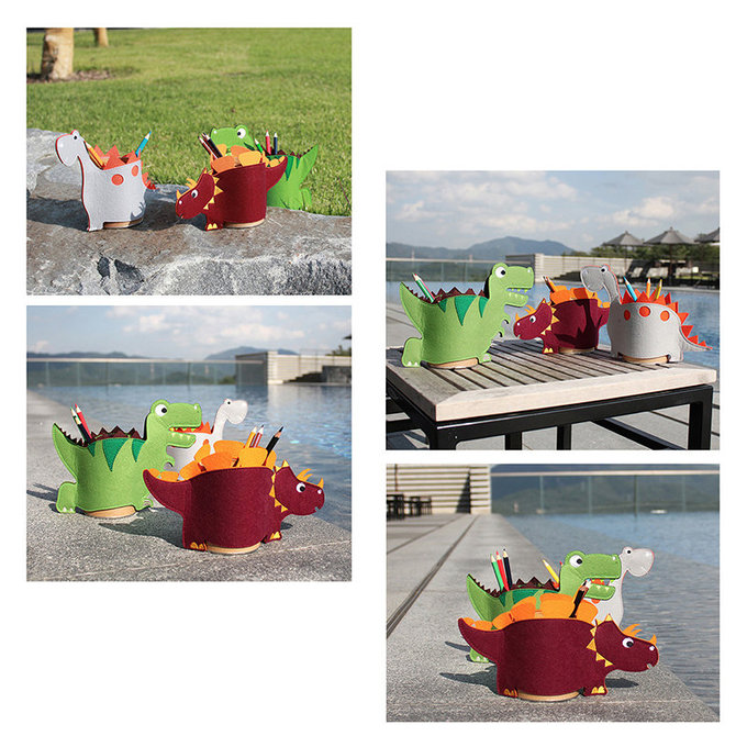 [正韓Hello HiZoo] 純手工製恐龍造型質感收納筆筒 (收納筒/萬用筆筒/多功能筆筒)-腕龍-HH044