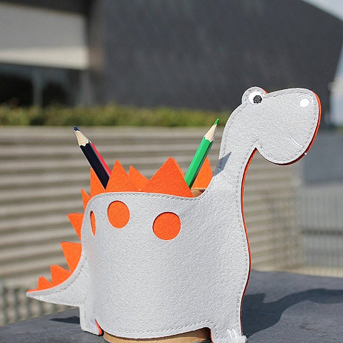 [正韓Hello HiZoo] 純手工製恐龍造型質感收納筆筒 (收納筒/萬用筆筒/多功能筆筒)-腕龍-HH044