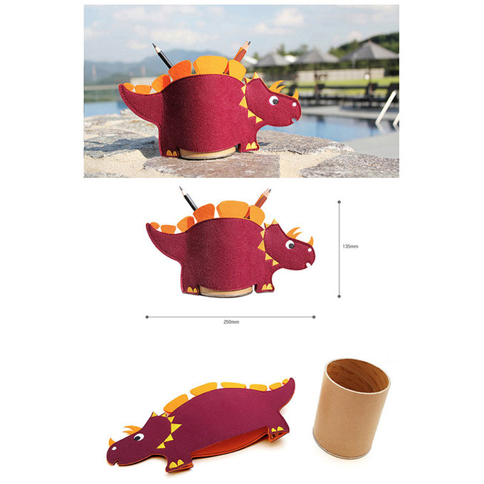 [正韓Hello HiZoo] 純手工製恐龍造型質感收納筆筒 (收納筒/萬用筆筒/多功能筆筒)-劍龍-HH045