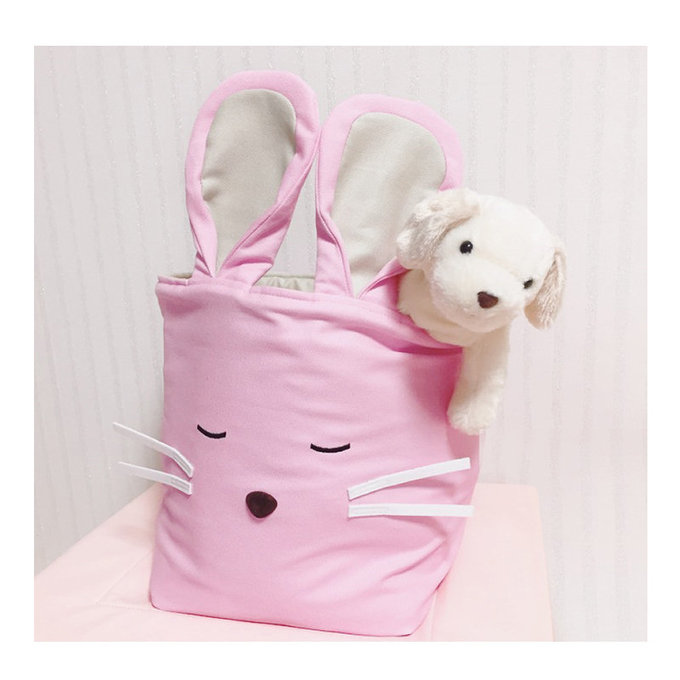 [正韓Hello HiZoo] 純手工製動物造型多功能收納籃 (摺疊收納箱/收納桶/置物籃/收納箱)-兔子-HH047