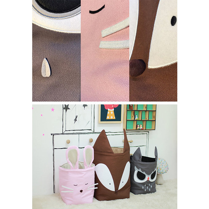 [正韓Hello HiZoo] 純手工製動物造型多功能收納籃 (摺疊收納箱/收納桶/置物籃/收納箱)-兔子-HH047