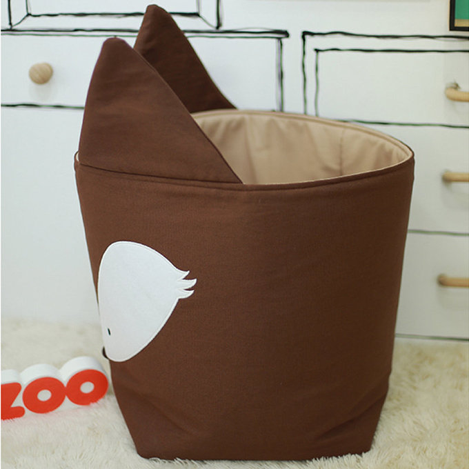 [正韓Hello HiZoo] 純手工製動物造型多功能收納籃 (摺疊收納箱/收納桶/置物籃/收納箱)-狐狸-HH048